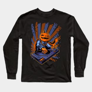 Halloween Pumpkin Head Dj Long Sleeve T-Shirt